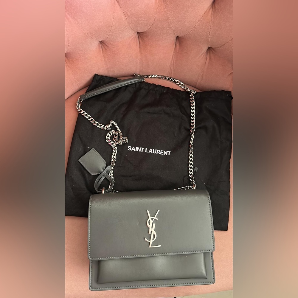 MEDIUM SUNSET satchel in smooth leather Dark gray Sunset medium leather